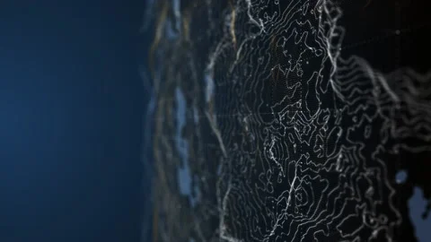 Futuristic flight through a digital line landscape, Vertical video. Stock Footage 230083935