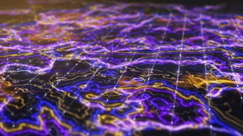 Futuristic flight through a digital line landscape. Stock Footage 234941097