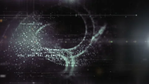Futuristic Floating Digital data - Numbers Telemetry Stockbeeldmateriaal 196964776
