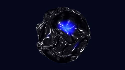 Futuristic floating object a sleek, metallic 3d rendering with glowing blue Vidéo 267058324