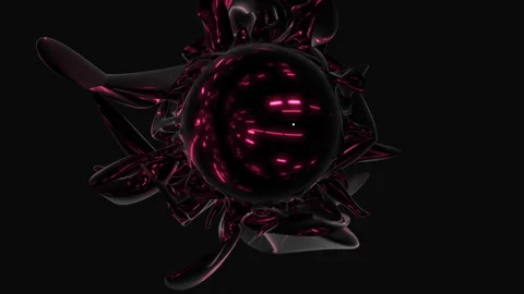 Futuristic floating object sleek metallic 3d render with sharp edges, black, Stock Footage 275596712