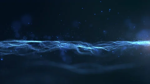 Futuristic Flowing Blue Particles Wave Stock Footage 164708132