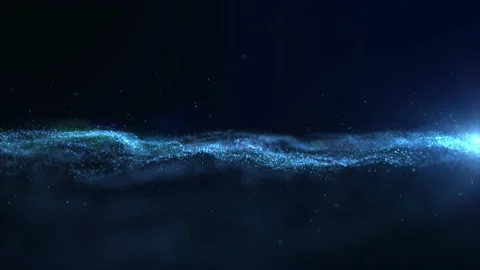 Futuristic Flowing Blue Particles Wave Stock Footage 169794265