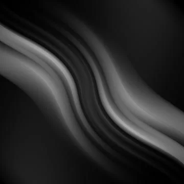 Futuristic Fluid Metallic Waves – Dark Minimal Abstract Background Stock Illustration