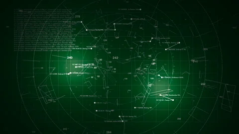 Futuristic Fly Radar Green Screen Air Traffic Control Telemetry Grid Video stock 337764697