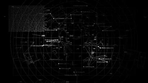 Futuristic Fly Radar Luma Version High Contrast Alpha Flight Tracking Map Video stock 337764835
