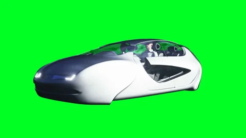 Futuristic flying car. Green screen isol... | Stock Video | Pond5