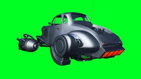 Futuristic flying car. Green screen isolate. Realistic 4k animation. Vídeos de archivo 201584887