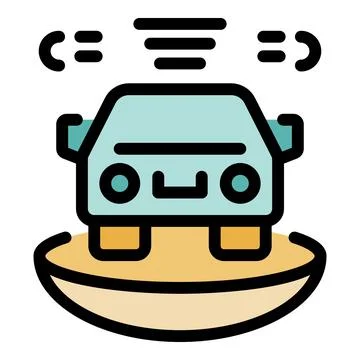 Futuristic flying car hovering over ground representing innovation Stock Illustration