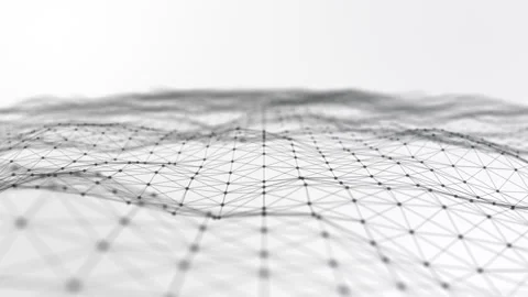 Futuristic flying over 3D Black and white connecting dot digital landscape . Stock Footage 245545968
