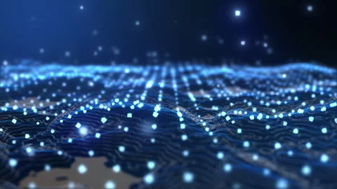 Futuristic flying over 3D blue digital landscape. Stock Footage 250110284