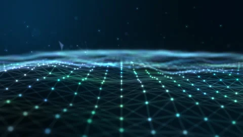 Futuristic flying over 3D glow blue digital landscape background. Stock Footage 247909625