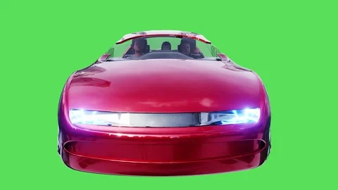 Futuristic flying red car. realistic dynamic reflections on the car body. Stock-Footage 336024422