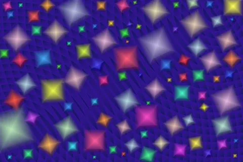 Futuristic flying rhombus multi colored patterns Stock Illustration