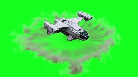 Futuristic flying spaceship. Green screen isolate. Stock Footage 264545246