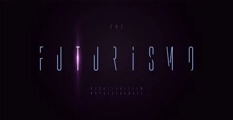 Futuristic font high thin letters. Minimalist techno font for logo of sci-fi Stock Illustration