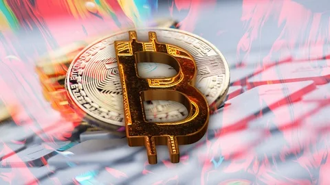 Futuristic form of bitcoin. Geometrical background bitcoin. Stock-Footage 90495869