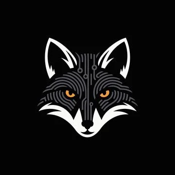Futuristic Fox With Circuit Patterns, Modern Tech Mascot Stock Illustration