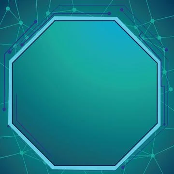 Futuristic frame of octagon with connected dots and background Stock Illustration