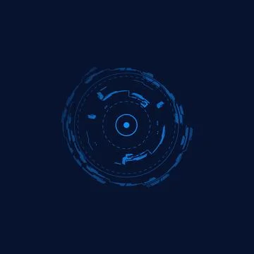 Futuristic frame, touch effect, vector digital round circuit border on dark Ilustração Stock