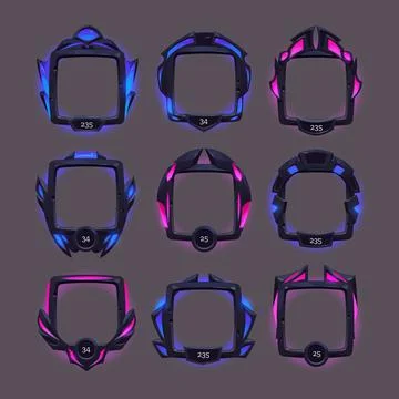 Futuristic frames for game avatar with grade イラスト素材