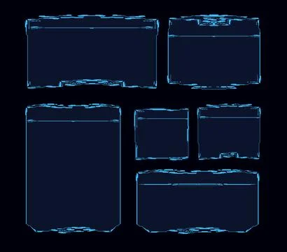 Futuristic frames, set of abstract vector illustrations for ui design. Stock Illustration