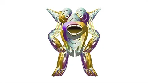 Futuristic funny character in motion looped animated video Stock Footage 338996816