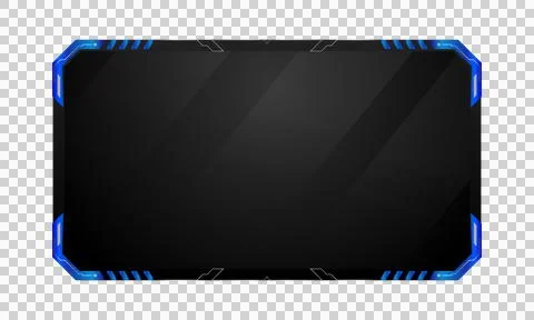 Futuristic gaming screen and border element gradient blue vector Stock Illustration