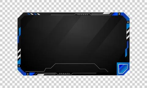 Futuristic gaming screen and border element gradient blue isolated Stock Illustration