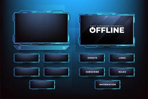 Futuristic gaming screen panel and border design vector. Live gaming overlay  스톡 일러스트