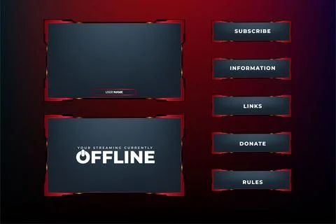 Futuristic gaming screen panel design with blood red color borders. Dark st.. Illustrazione stock