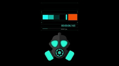 Futuristic Gas Mask Interface with Digital Countdown and Bright Neon Colors 스톡 동영상 341917859