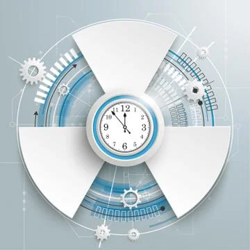 Futuristic Gear Construction Clock Circuit Board 3 Options Stock Illustration
