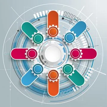 Futuristic Gear Technology Construction Circuit Board 8 Banners Stock Illustration