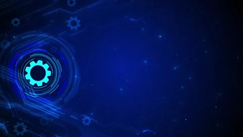 Futuristic Gear Technology Interface with Digital Network Background Stock Footage 333857788