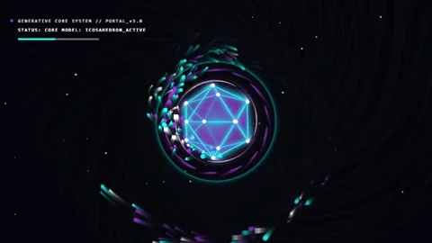 Futuristic generative core loading icosahedron geometric portal motion grap.. 動画素材 343155064