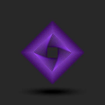 Futuristic geometric 3d structure with layered purple gradient lines formin.. Illustrazione stock
