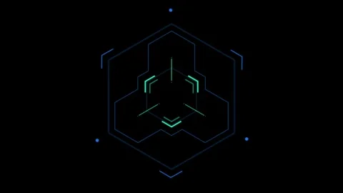 Futuristic Geometric Abstract Digital Art with Blue and Green Accents Stock Footage 341917887
