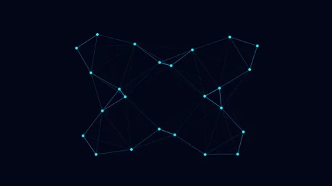 Futuristic geometric blue grid connecting nodes abstract data visualization.. 스톡 동영상 343634151