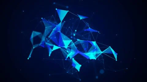 Futuristic geometric chaotic shape with connecting dots and lines. Abstract.. Stock Illustration