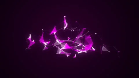 Futuristic geometric chaotic shape with connecting dots and lines. Abstract.. Stock Illustration