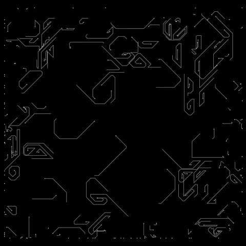 Futuristic Geometric Circuit Design in Black Background with Tech Patterns Stock Footage 341374346