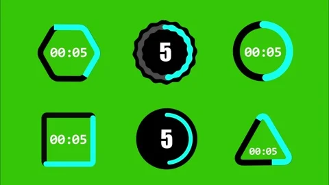Futuristic Geometric Countdown Timer Elements on Pure Black Background Vídeos de archivo 334987918