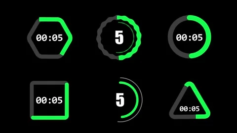 Futuristic Geometric Countdown Timer Elements on Pure Black Background Vídeos de archivo 334987943