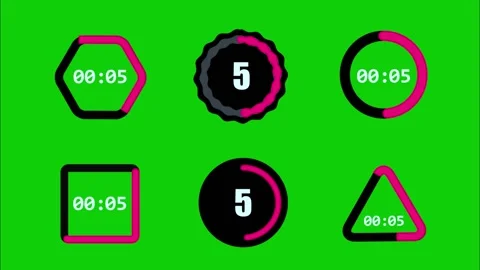 Futuristic Geometric Countdown Timer Elements on Pure Black Background Vídeos de archivo 334988072
