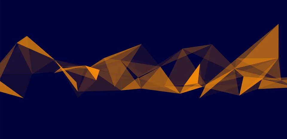Futuristic geometric data flow background with connecting orange triangles on 스톡 일러스트