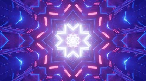 Futuristic geometric design with lights effect 3d illustration Stock Illustration