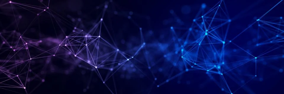 Futuristic geometric double data flow background with connecting dots and l.. Stock Illustration