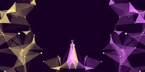 Futuristic geometric double data flow background with connecting dots and l.. Stock Illustration