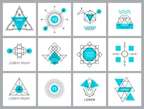 Futuristic Geometric Hipster Elements and Logos Illustrazione stock